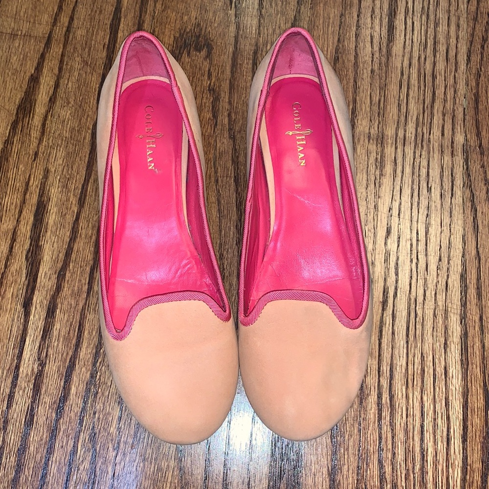 Cole Haan Peach Orange Prink Suede Loafer Flats Sz 6.5